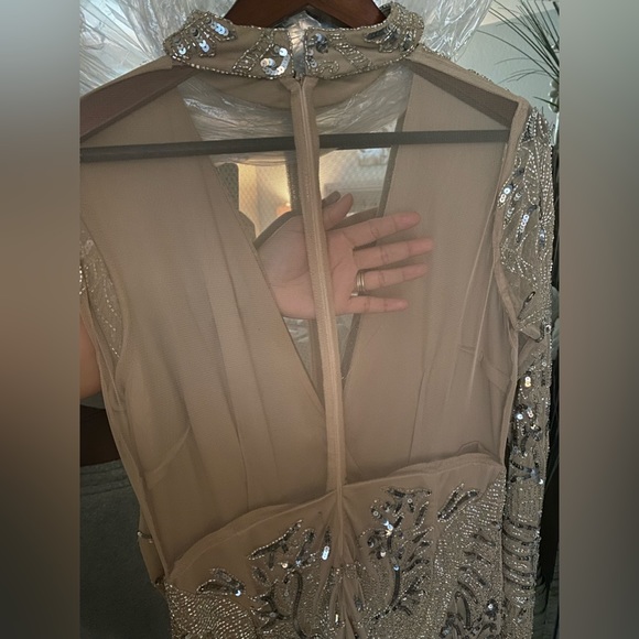 Metallic Embellished Choker Neck Dress - Picture 5 of 6